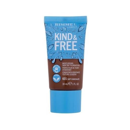 Rimmel London kind & free skin tint foundation fondotinta idratante 30 ml tonalità 601 soft chocolate
