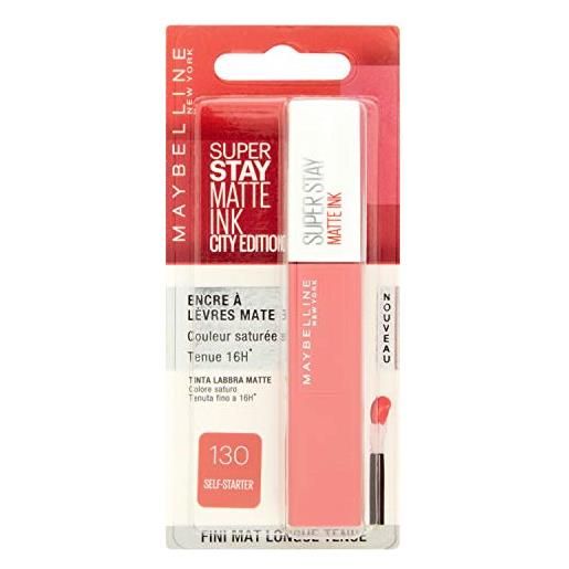 Maybelline new york superstay matte ink city edition b3135400 rossetto, colore n. 130 self-starter
