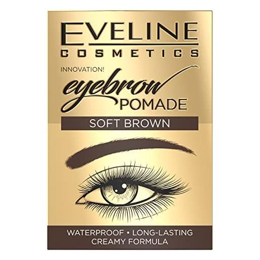 Eveline Cosmetics eyebrow pomade pomata waterproof per sopracciglia, 4 g, soft brown