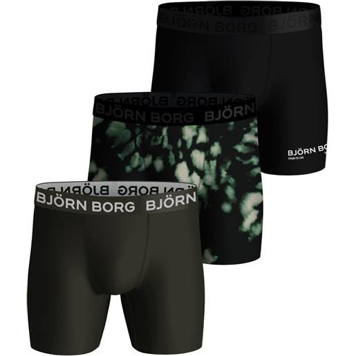 Björn Borg boxer sportivi da uomo Björn Borg performance boxer 3p - black/green/print