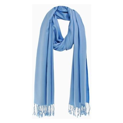 Bovari sciarpa pashmina in 100% viscosa di alta qualità, morbida come il cashmere, lucida come la seta, 200 x 70 cm, xl sciarpa da donna, blu / azzurro cielo, xl