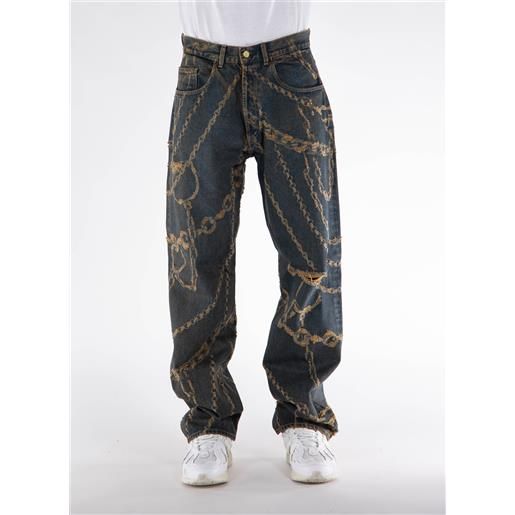 ARIES jeans destroyed chain batter uomo