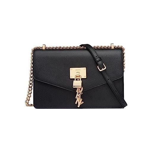 DKNY women's elissa lg shoulder bag, black gold, one size