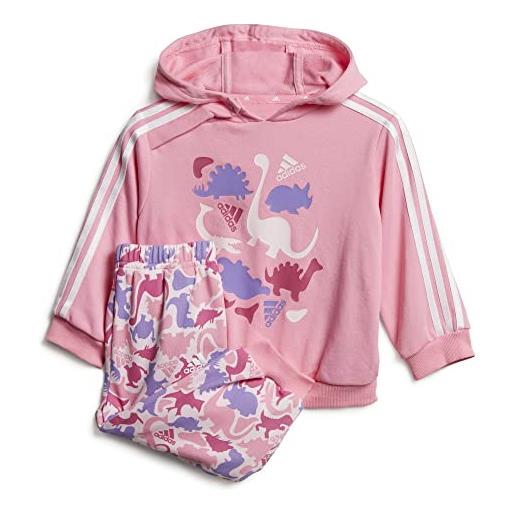 adidas dino camo allover print french terry jogger set pantaloni tuta, bliss pink/white, 12-18 months unisex baby