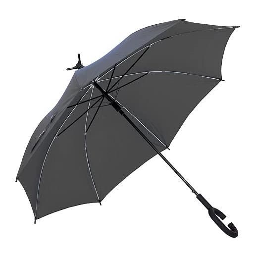 VIRSUS 1 ombrello lungo salvagoccia 170 che non bagna con bicchiere custodia nero trasparente, manico a c tasto automatico (grigio)