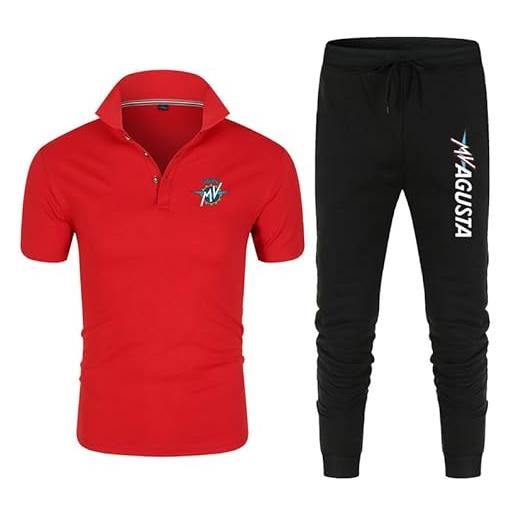 GXEBOPS polo da uomo e da donna + pantaloni sportivi per t-shirt sportiva mv_agusta con pantaloni a due pezzi jogger. /e/xl