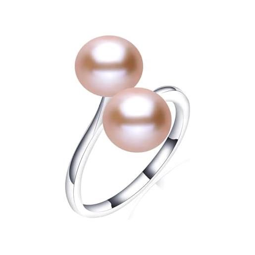 BISONBLUE anello anelli gioielli donna uomo regalo anello con perla d'acqua dolce naturale nera anello nuovo regolabile per regali da donna rosa ridimensionabile