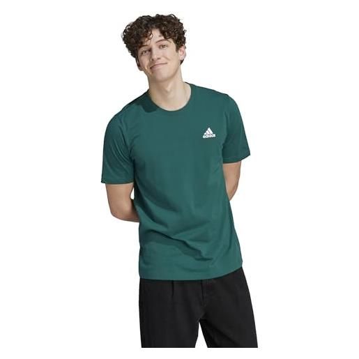 adidas essentials single jersey embroidered small logo tee t-shirt, collegiate green, 4xl uomo
