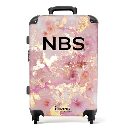 NoBoringSuitcases.com valigia modello, marmo rosa con oro, mittelgroß, valigetta