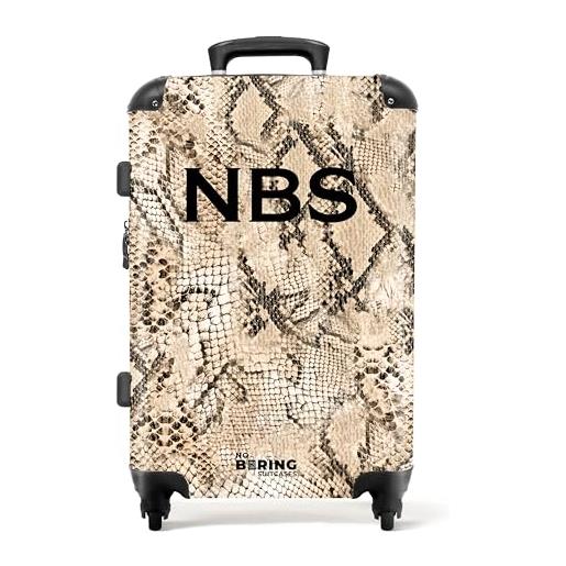 NoBoringSuitcases.com valigia modello, motivo serpente beige, midsize, bagaglio per bambini