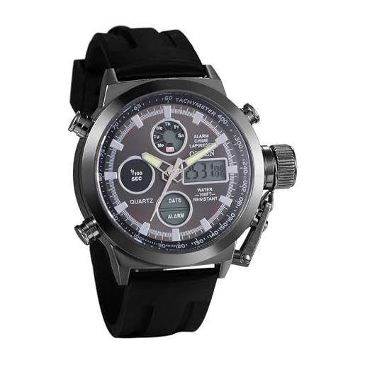 JewelryWe - orologio da polso militare da uomo orologio quadrantini sport nottilucente calendario sveglia cinturino in silicone orologio led