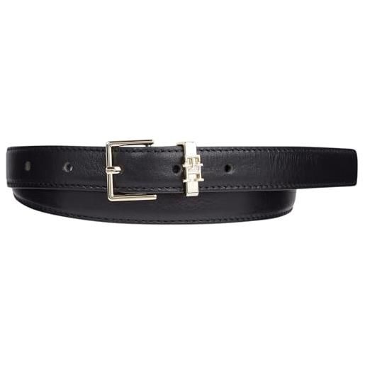 Tommy Hilfiger cintura donna th square high waist 2.0 in pelle, nero (black), 75 cm