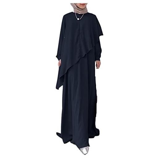 Comodish muslim dress for women middle east kaftan long sleeves solid prayer one. Piece modest polyester maxi (color: blu, dimensione: s)