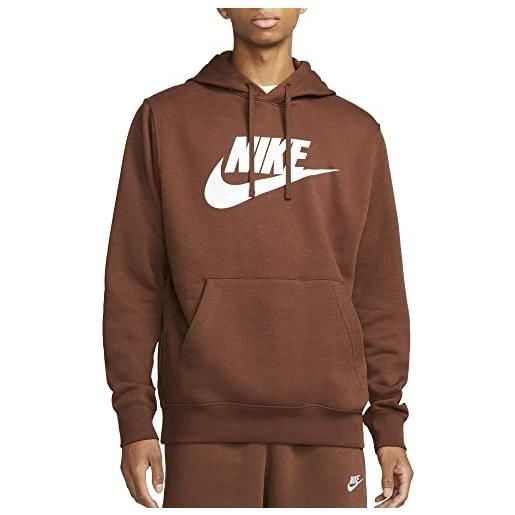 Nike felpa da uomo con cappuccio club graphic marrone taglia s codice bv2973-259