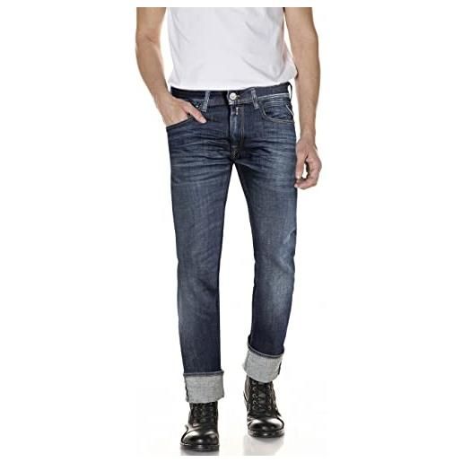 Replay grover jeans, 007 blu scuro, 28w x 32l uomo