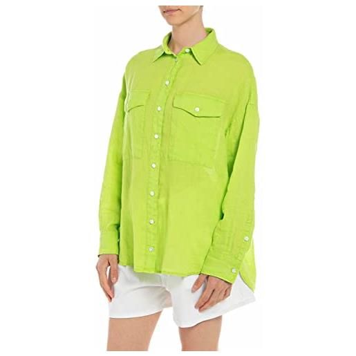 Replay w2098 camicia da donna, 636 verde lime, s