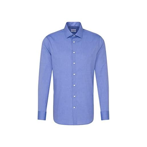 Seidensticker uomo kent tailored fit camicia business, blu (mittelblu 14), 52