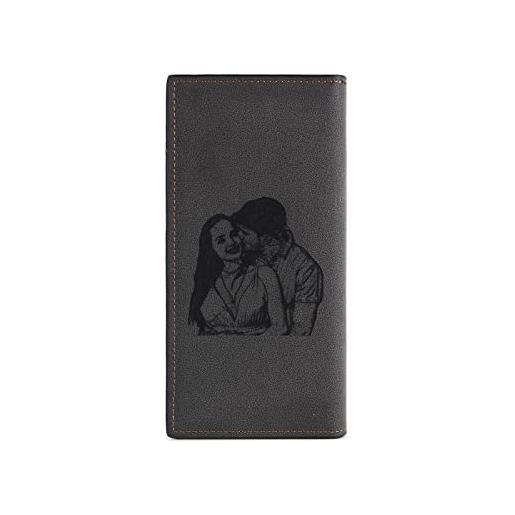 ALBERTBAND portafoglio personalizzato con foto testo lungo in pelle portafogli da donna uomo regalo per la festa del papà festa della mamma natale san valentino