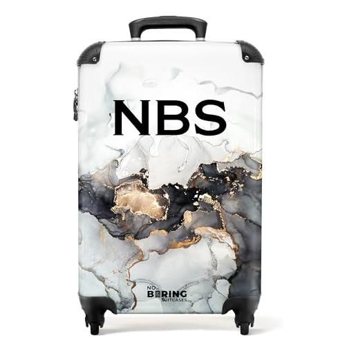 NoBoringSuitcases.com valigia modello, marmo nero bianco e oro, handgepäck, bagaglio per bambini