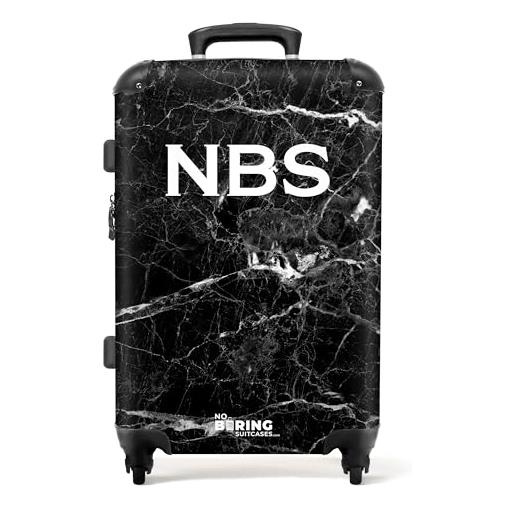 NoBoringSuitcases.com valigia modello, marmo nero con bianco, midsize, bagaglio per bambini
