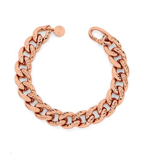 Unoaerre bracciale Unoaerre 1720 a groumette diamantata in bronzo dorato rosa