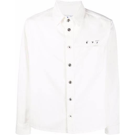 Off-White camicia denim caravaggio con stampa - bianco