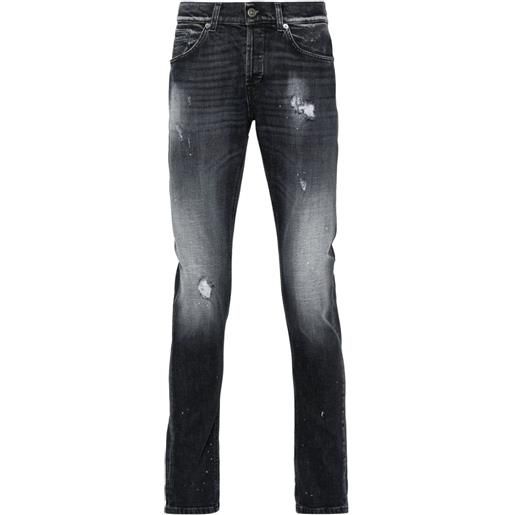 DONDUP jeans skinny george con effetto vissuto - nero