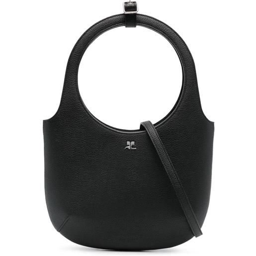Courrèges borsa tote in pelle holy - nero