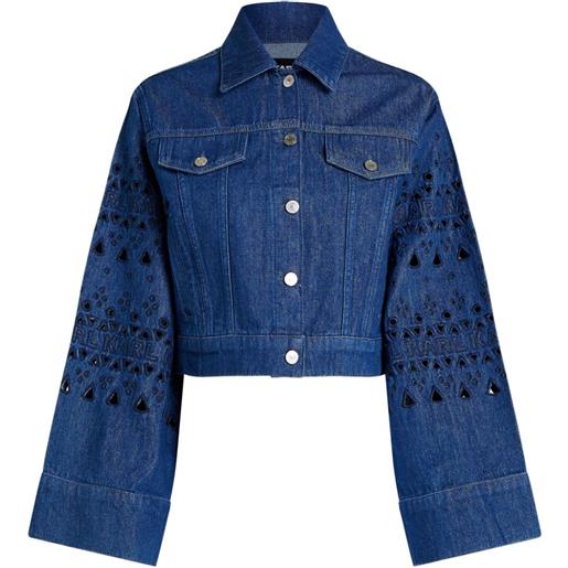 Karl Lagerfeld Jeans camicia denim in pizzo sangallo - blu