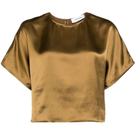Yves Salomon camicia crop con stampa - oro