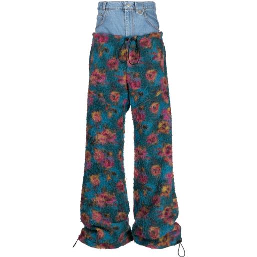 EGONlab. pantaloni jean mouf a fiori - blu