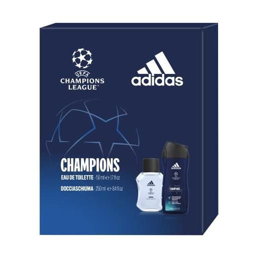 Adidas, confezione regalo uomo uefa 8, profumo uomo 50 ml e gel doccia bagnoschiuma 3in1 250 ml