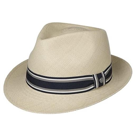LIERYS cappello panama pandila trilby donna/uomo - made in ecuador da sole estivo di paglia con nastro grosgrain primavera/estate - m (57-58 cm) natura