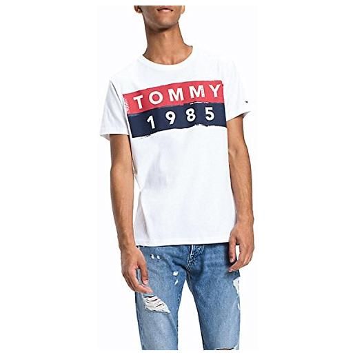 Tommy Jeans tommy hilfiger basic maglietta, bianco (classic white 100), x-large uomo