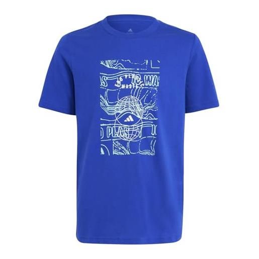 adidas run for the oceans graphic tee maglietta, lucid blue, 13-14 years unisex kids
