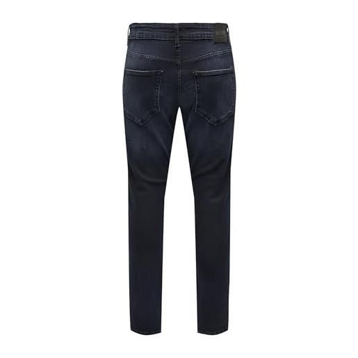 Only & sons onsloom slim 6921 dnm noos jeans fit, blue black denim, 33w x 34l uomo
