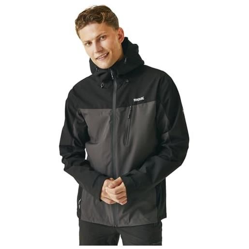 Regatta birchdale giacca impermeabile traspirante isotex hi-tech, da uomo, colore cenere/nero, xl