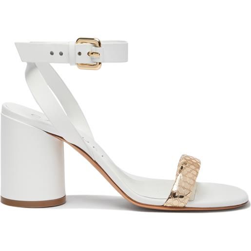 Casadei atomium cleo leather and platinum sandals gold and white