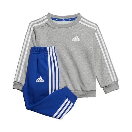 adidas essentials 3-stripes jogger set kids tuta, medium grey heather / white, 1 anno unisex - bimbi 0-24