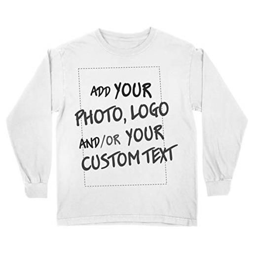 lepni.me maglietta bambini manica lunga maglia personalizzata, aggiungere il logo aziendale, il proprio design o foto, fare t shirt regalo (9-11 anni bianco multicolore)