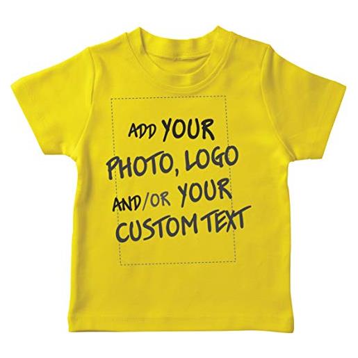 lepni.me maglietta bambini manica corta maglia personalizzata, aggiungere il logo aziendale, il proprio design o foto, fare t shirt regalo (5-6 anni giallo multicolore)