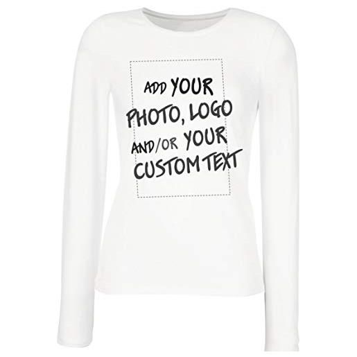 lepni.me maglietta donna manica lunga maglia personalizzata, aggiungere il logo aziendale, il proprio design o foto, fare t shirt regalo (l bianco multicolore)