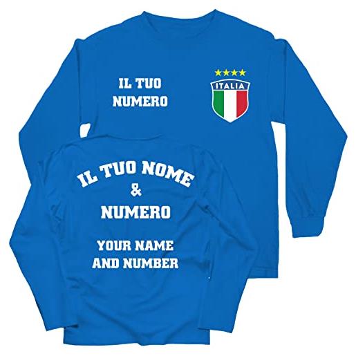 lepni.me magliette da calcio per bambini italia | il tuo nome e numero | regali per i campionati europei di calcio o per la coppa del mondo 2022 (9-11 anni royal-blue multicolore)