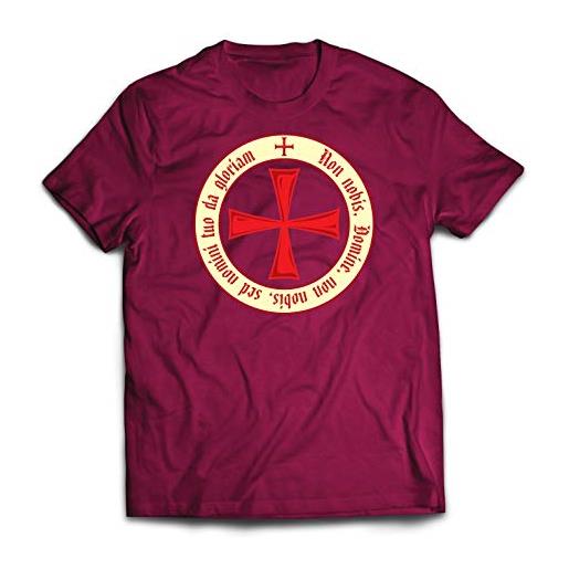 lepni.me maglietta da uomo codice templare cavaliere cristiano ordine, croce dei crociati (s blu melange multicolore)