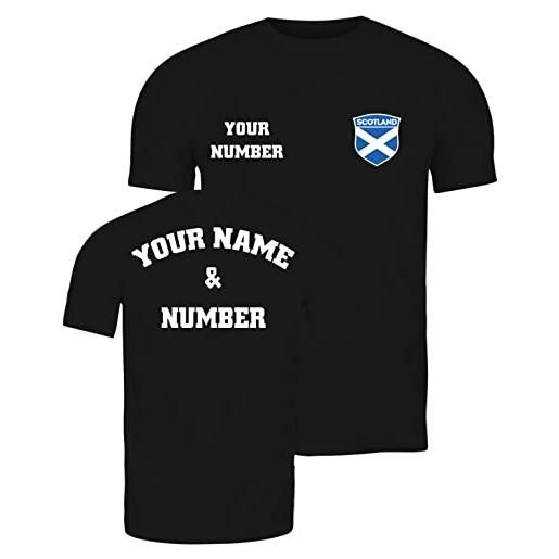 lepni.me maglietta da calcio da uomo scozia tuo nome numero | distintivo della bandiera scozzese maglia personalizzata | coppa del mondo 2022 (xxl nero multicolore)