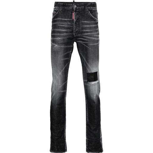 Dsquared2 jeans skinny con effetto vissuto - nero
