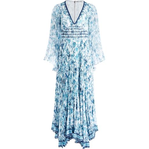 alice + olivia abito lungo sion sunburst - blu