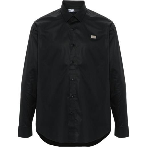 Karl Lagerfeld camicia con placca logo - nero