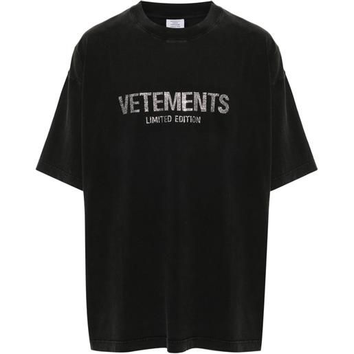 VETEMENTS t-shirt con decorazione cristalli - nero
