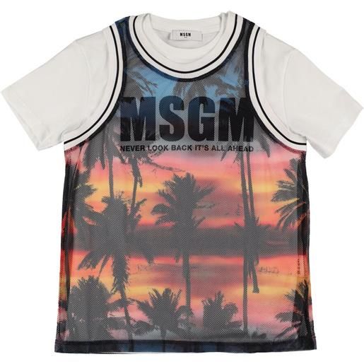 MSGM t-shirt in jersey di cotone e top in mesh